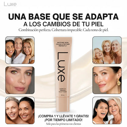 Luxe Piel™ | Base que se Adapta a Tu Tono Exacto en 3 Segundos